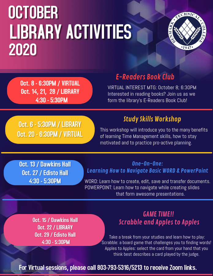 October Activities 2020 Library